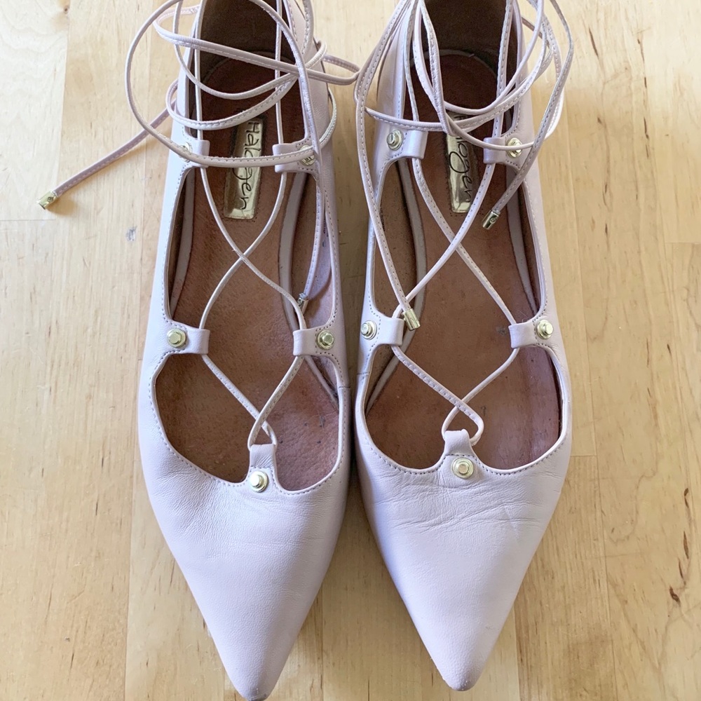 Halogen Owen Pointy Toe Lace Up Ballet Flat 8